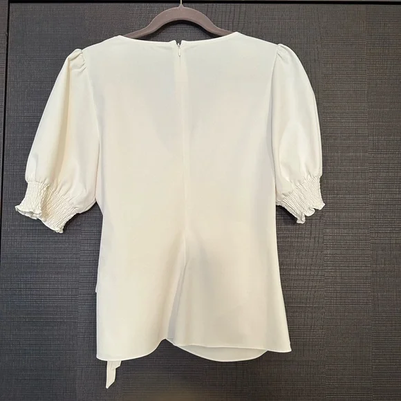 Cinq à Sept Andra Wrap Blouse Top in Ivory - Picture 6 of 7